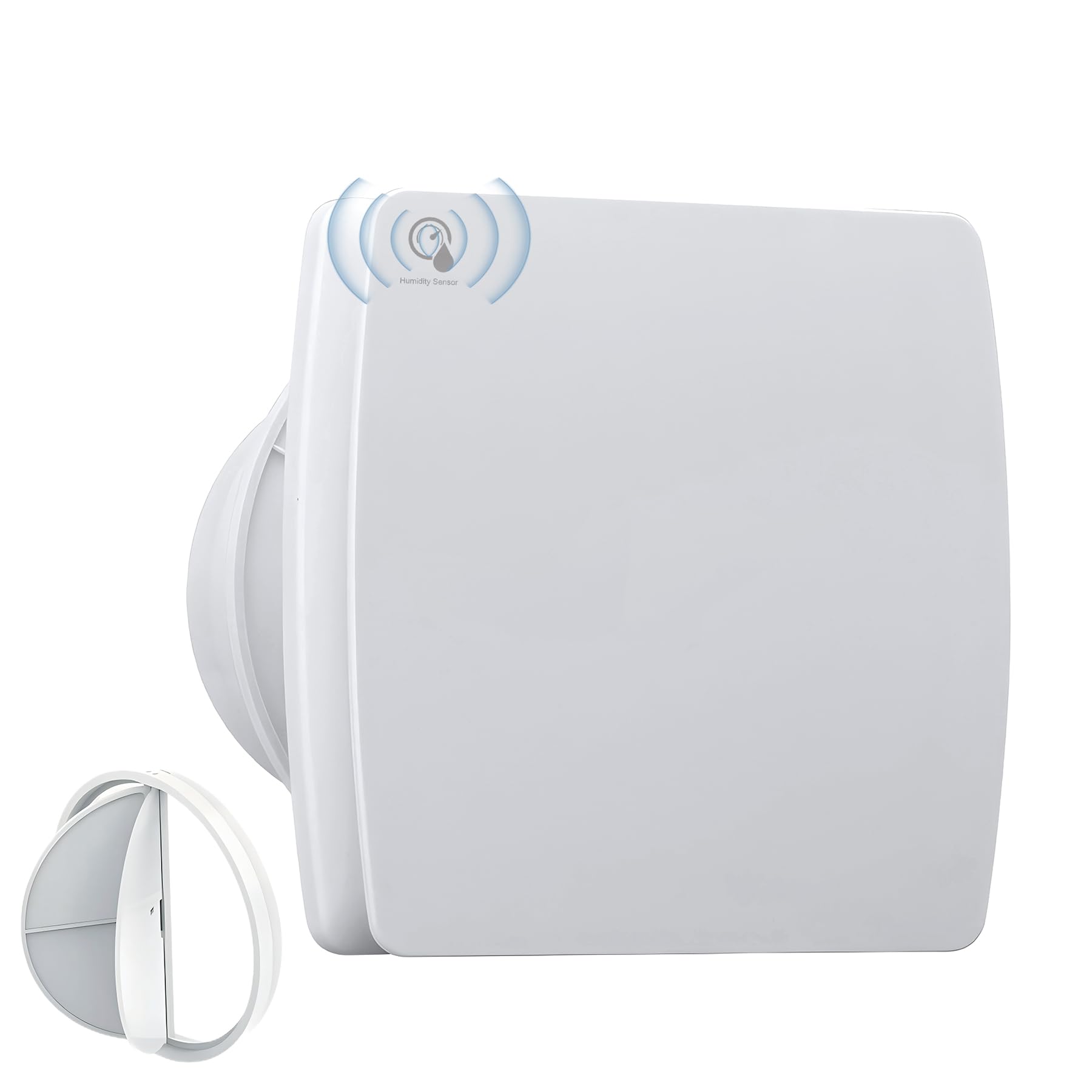 Ventilador de baño con sensor de humedad de 150 mm, silencioso, ventilador de ventana, ventilador de pared con válvula antirretorno, anillo de montaje de ventanas, sensor de temperatura para