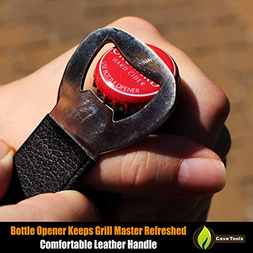 Cave Tools Grill Scraper Tool - Bristle Free Safe Barbecue Grate Cleaner - Stainless Steel BBQ Brush Replacement for Cleaning Metal Grilling Smoker & Oven Racks - Bottle Opener Accessories - Thumbnail 2