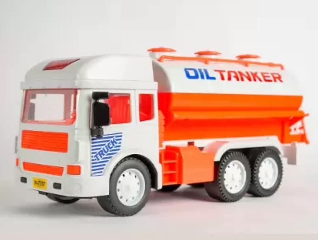 LEXSO Friction Powered Super Tanker Truck Toy Pull Back Vehicles for 3+ Ys Old Kids Boys Girls Pull Back Vehicles Super Tanker Truck, Friction Power Toy Trucks (Oil Tanker Truck)