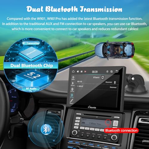 Image of Carpuride W901 Pro 9 inch Wireless CarPlay Android Auto Bluetooth Transmitter