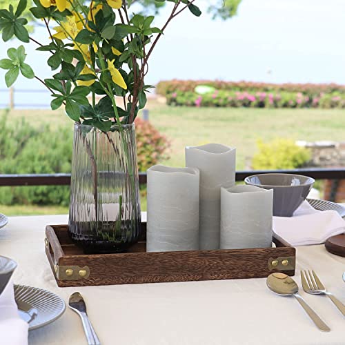 Image of Rhytsing Grey Battery Operated Flameless Led Candles with Timer Function, Warm White Light, Real Wax Finish, 6 Batteries Included - Set of 3