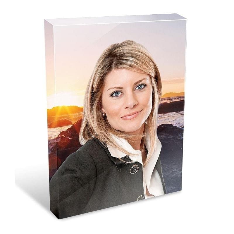 Photo de pierre tombale sur cristal 8x10 cm sans chanfrein avec bande de montage inclus