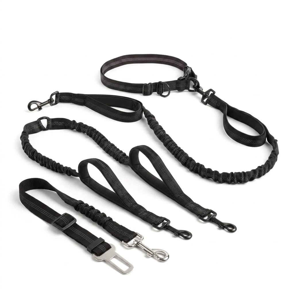 Solday Laisse double pour chien mains libres 1,8 m pour 2 chiens avec