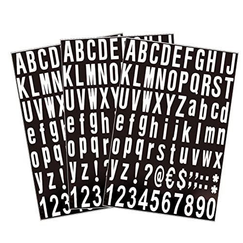 Caihinier 231Pcs 3 Feuilles Set de Lettres et de Chiffres Auto-Adhésif en Vinyle, Autocollant de Numéros pour Boîte aux Lettres, Fenêtre, Porte, Maison, Adresse (Noir Scintillant, 1 Pouces) Cover