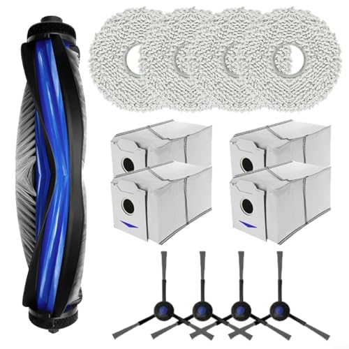 ZYNCUE Lot de 13 kits de pièces de rechange Pour Ecovacs Deebot N30 OMNI / N30 PRO OMNI inclure 1 brosse à rouleau, 4 brosses latérales, 4 chiffons de serpillère, 4 sacs à poussière