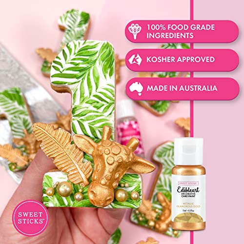 Image of Sweet Sticks Edible Art Decorative Cake Paint 0.5 Ounce (15 Milliliters), Metallic Glamorous Gold