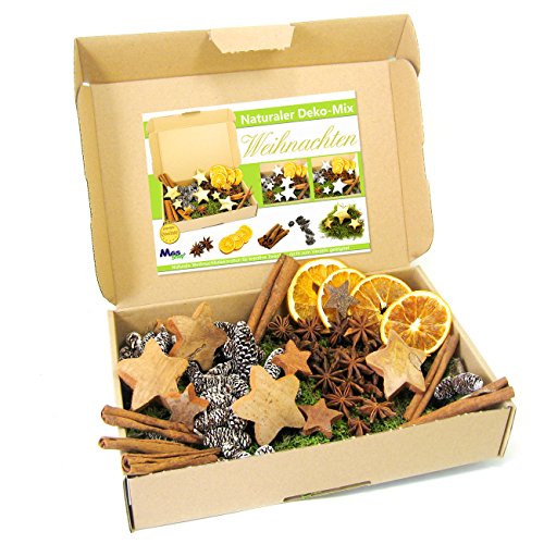 MGS SHOP Deko - Mix Weihnachten Bastelset kreative Idee Natur Dekoration mit Moos Anis Zimt Orangenscheibe Kokosstern (Natur)