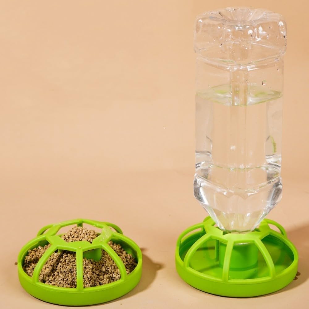 Qcwwy Distributeur d'eau pour Reptiles, Distributeur d'eau pour Bouteilles d'eau pour Reptiles avec Bouteille d'eau Tortue Mangeoire Automatique Abreuvoir Automatique pour Reptiles (Grand)