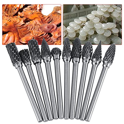 Set de 10 fresas rotativas de carburo doble corte miniatura 3