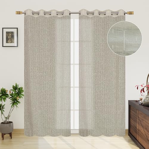 Image of Exporthub Cotton Sheer Curtains 9 feet Long Set of 2 for Long Door Curtains Green Color - (EHSPR065 94)