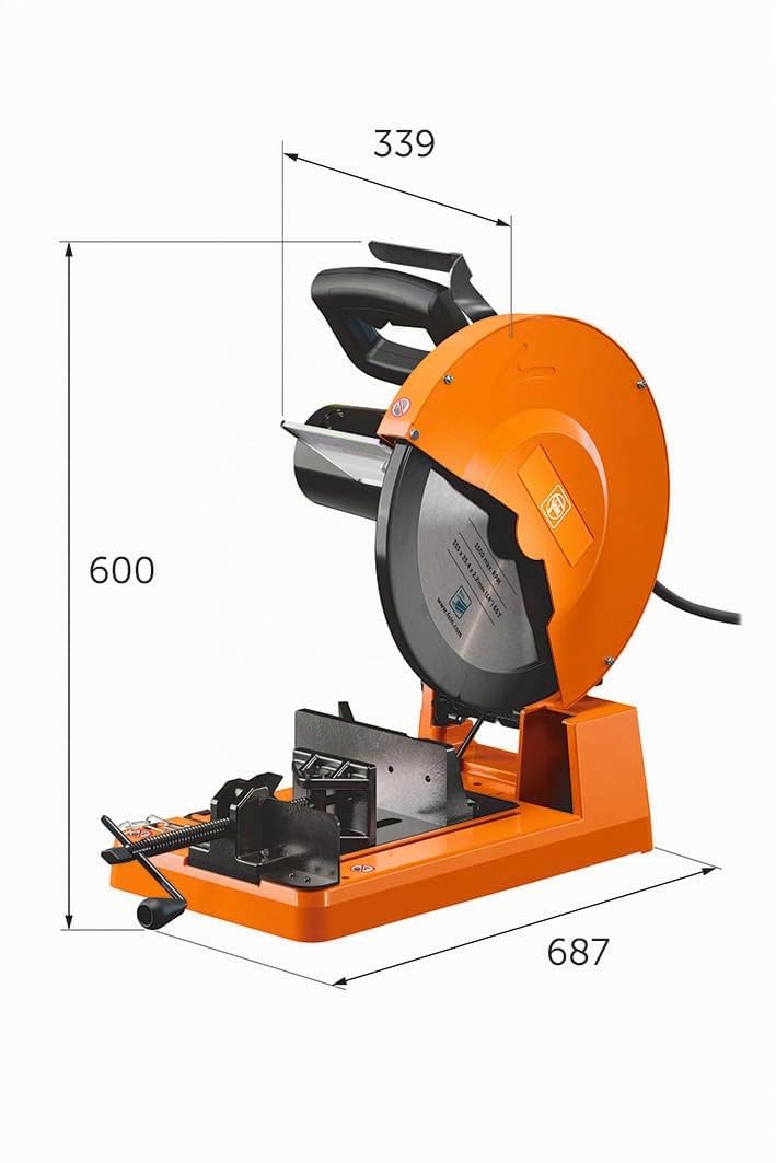 FEIN Ingletadora para metal MKAS 355 para el corte rápido y preciso de tubos cuadrados de hasta 120 mm y perfiles redondos de hasta 100 mm. Diámetro de la hoja de sierra 355 mm.