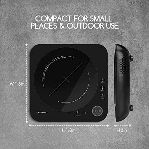 Aigostar Portable Induction Cooktop, Induction Burner With 8 Level Temp ​Setting Between 140°F-460°F, Timer, Electric Countertop Burner With Led Display, Child Safety Lock, Auto-Shut-Off #TOP5