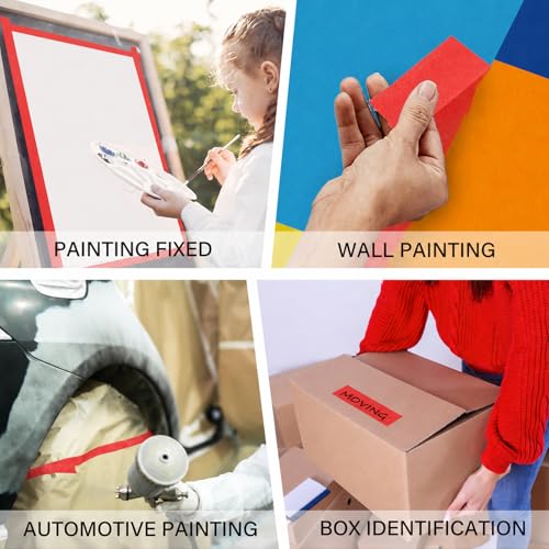 Image of 2 Pack Red Painters Tape - Red Masking Tape 1 Inch Wide - Multi-Surface, Smart Adhesion, Indoor & Outdoor - Paint Tape for DIY, Labeling, Art, Car, General Purpose - 180FT Total
