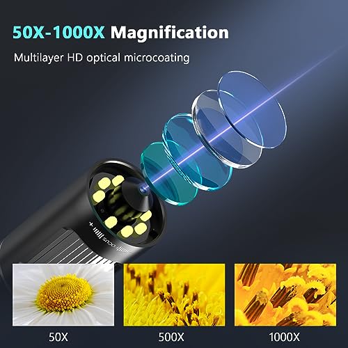 Image of Kids Microscope for Ages 8-12, Handheld Digital Microscope D-MS1 with 2 inch IPS Screen - Take Pictures & Videos - Download to PC & Mac - 1000X Pocket Microscope, Used Birthday for Kids