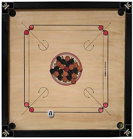 Webby Big Size Wooden Carrom Board with Wooden Coins & Striker, 32x32 Inch