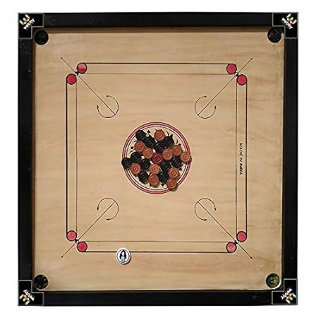 Webby Big Size Wooden Carrom Board with Wooden Coins & Striker, 32x32 Inch