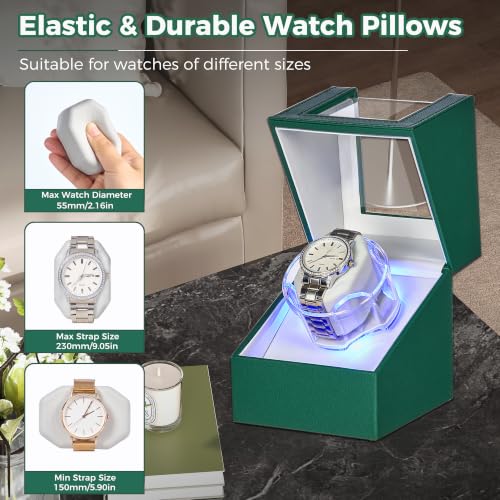 Image of ANWBROAD Watch Winder for Automatic Watches, Single Watch Winder Box Green
