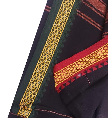 Image of Handloom Cotton + Polyester Mix God Towel | Gamcha /Angocha Towel | Fast Absorbing Bath Towels|Pack of 6 | Size 76 x 168 cm | Black