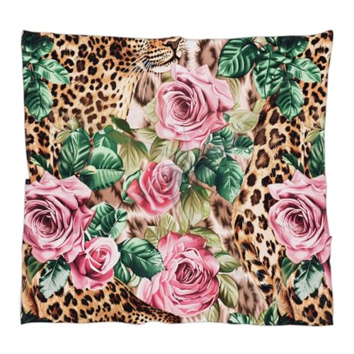 Tiger Print Flower Square Head Scarf for Women Animal Tiger Leopard Print Floral Hair Scarf Fashion Lightweight Silk Like Scarves Neckerchief Hair Wrap Neck Scarf 23.6''x23.6'' - Main Image