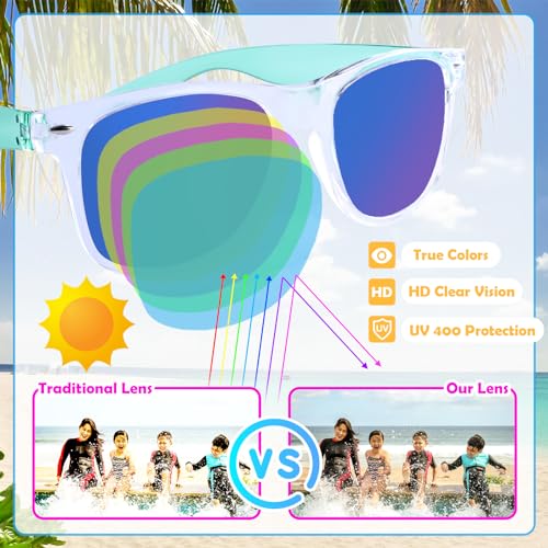 Neon Sunglasses Bulk, 28 Packs 8 Colors Party Glasses with UV 400 Protection for Kids Adults, Pool Beach Party Favor, Goodie Bag Fillers, Birthday Graduation Party Supplies2
