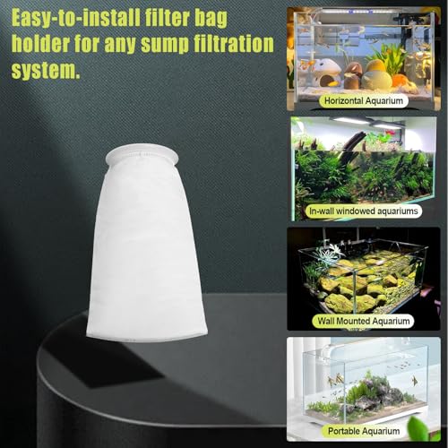 Image of Filter Sock 4 Inch Ring, Filter Socks for Saltwater Aquarium by 9 Inch Long, 200 Micron Aquarium Filter Sock for Fish Tank Sump Saltwater Freshwater Aquariums (12 Pack)