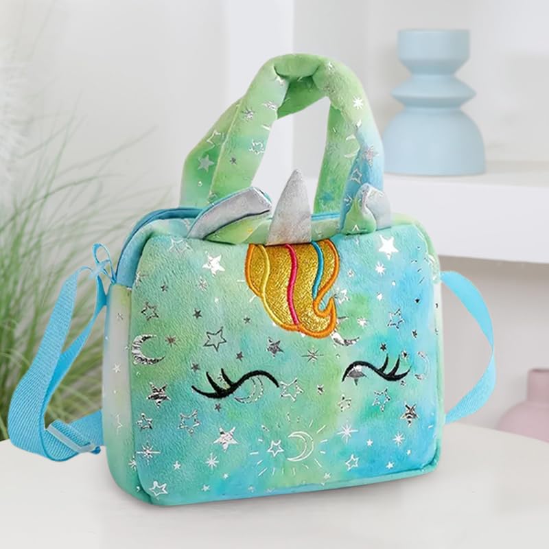 Charming Green Unicorn Corduroy Handbag, Zippered Shoulder Bag with Polyester Lining, Ideal Gift for Women, Novelty Purse
