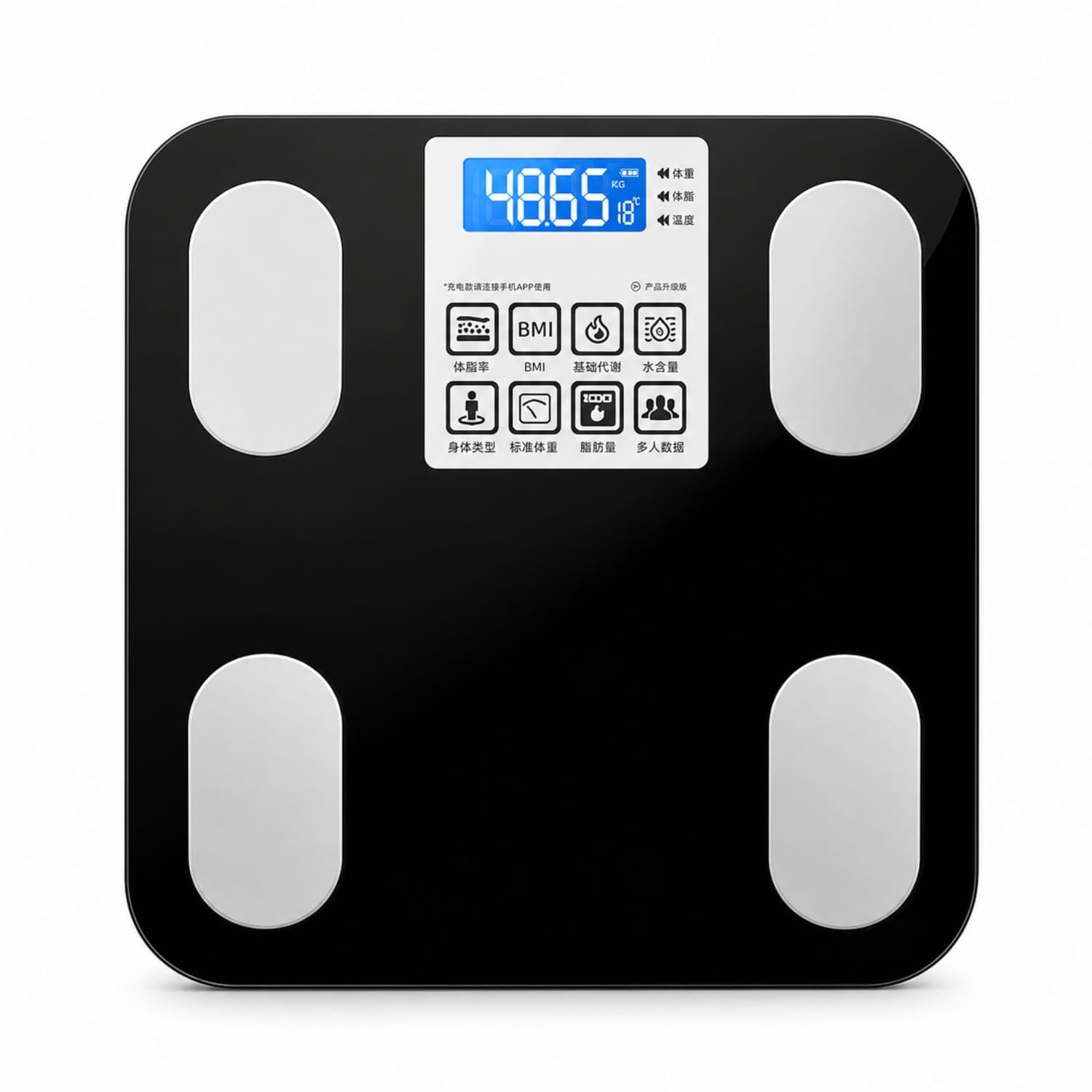 Rechargeable Smart Scale with App Tempered Glass Shape Shape Composition Scale with App Slim Accurate for Bathroom, Home, Black, Charging App Connect-picture-16