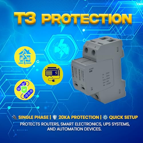 Image of Surge Protector 2 Pole T2+T3, Fine-Level Type 3 Surge Protection, Safeguards Sensitive Electronics, Residual Lightning & Power Surge Safety Device (AC /T2+T3 2 Pole)