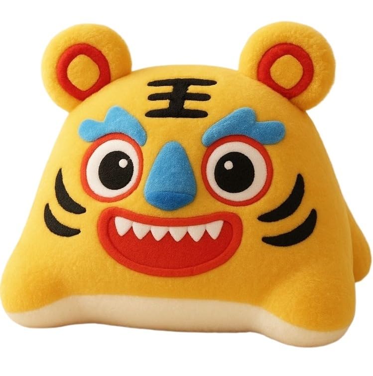 Haftowana ozdoba z tygrysem, Tradycyjny chiński nowy rok maskotka tkanina tygrys pluszowa lalka wielokolorowa 20cm(Yellow)
