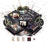 DYNOVIBE ® Kreative Geschenkbox – Überraschung Box, Explosionsbox, DIY Geschenk – Geschenkidee zum Selbstgestalten für Geburtstag,Hochzeit,Weihnachten,Valentinstag,Jahrestag,Antrag (Schwarz)