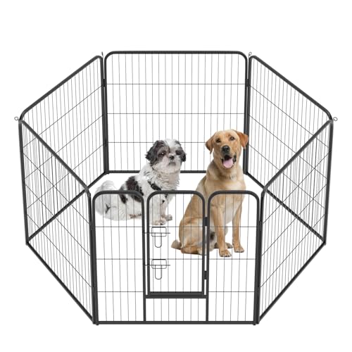 Image of BestPet | Dog Playpen | 32 Inch, 6 Panels | Heavy Duty Metal Pet Exercise Pen | Indoor Outdoor Fence Panels | Rust-Resistant, Removable, Tool-Free Setup | Anti-Skid, Expandable Design