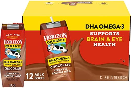 Horizon Organic Shelf-Stable 1% Low Fat milk Boxes with DHA Omega-3, Chocolate, 8 oz., 12 Pack