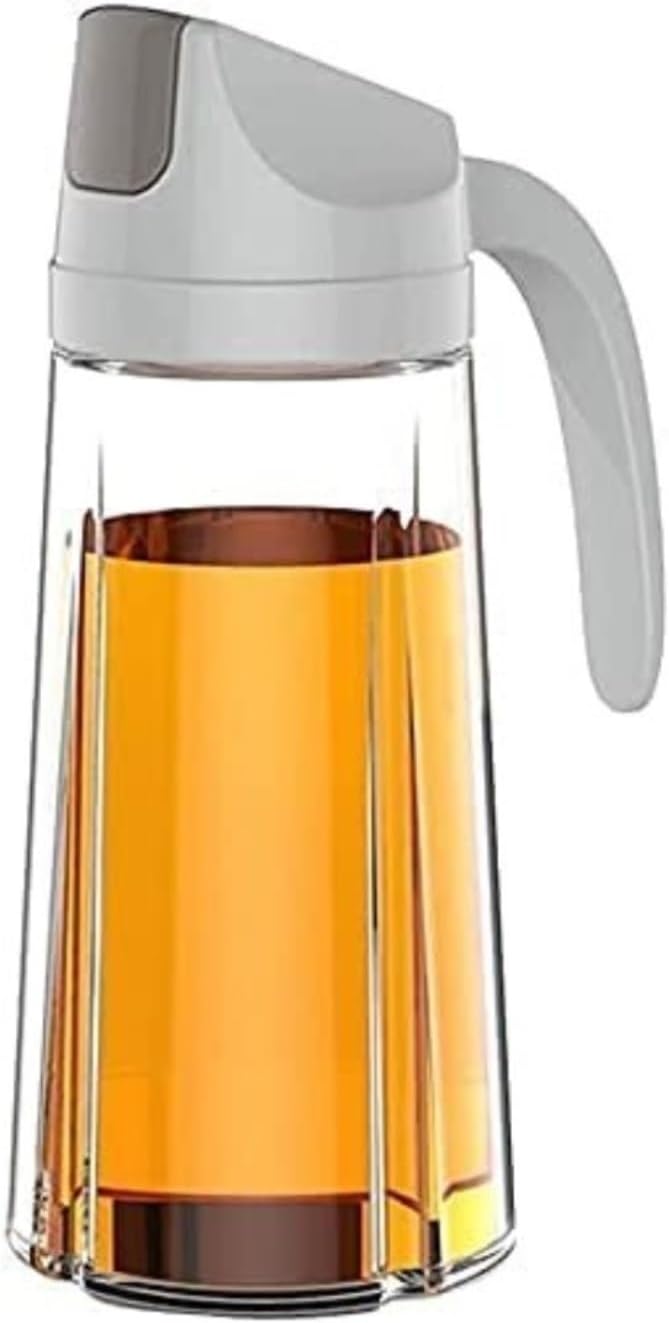 Oil and Vinegar Dispenser Olive Oil Dispenser Bottle,630ml Glass Condiment Container Oil/Vinegar Dispenser Cruet with Automatic Cover cooking