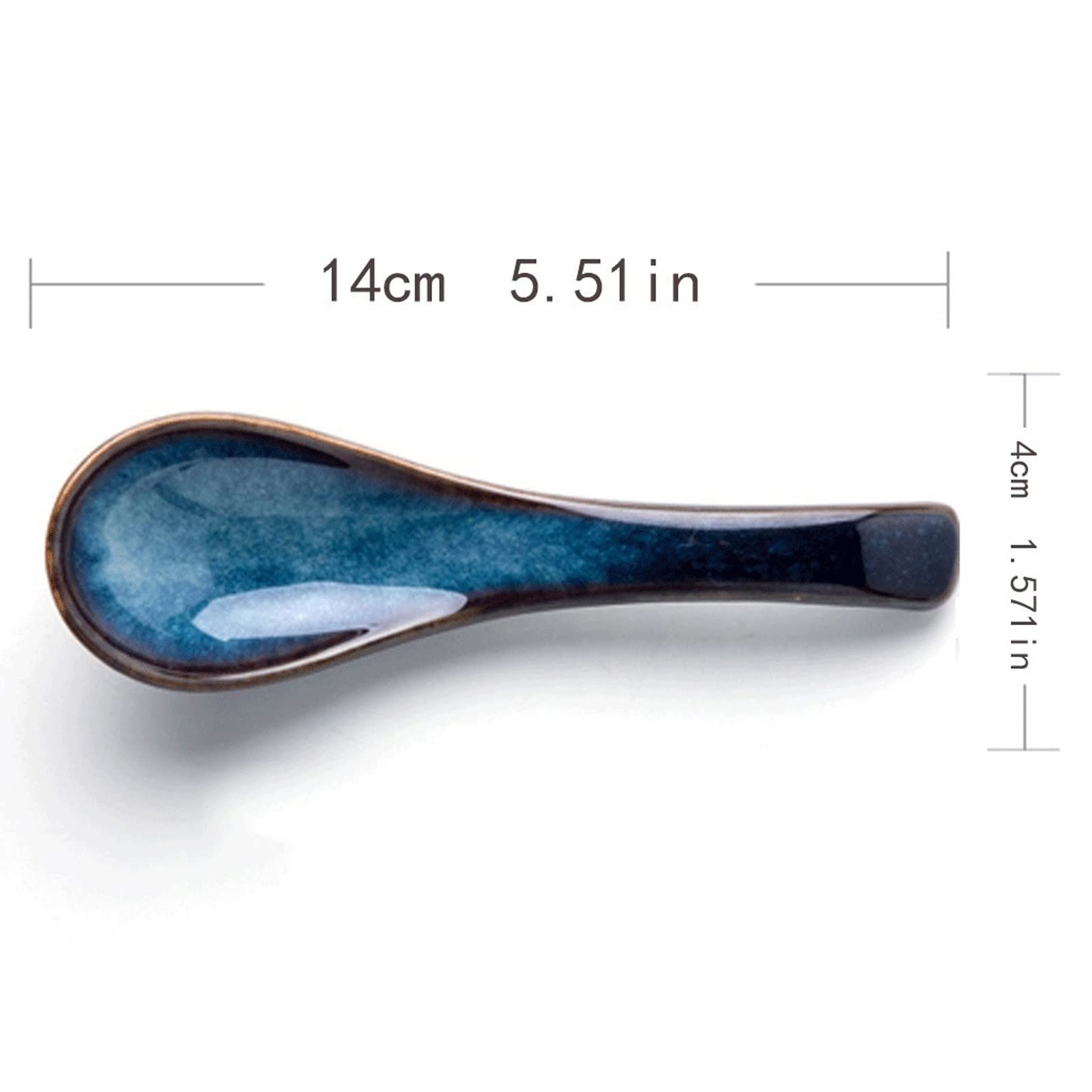 Cucharas de Postre Cucharas de postre, cuchara de cerámica, cuchara de porcelana esmaltada gruesa, cuchara china, cuchara azul, cuchara de cocina for comedor y restaurante Cucharillas Cafe(E)