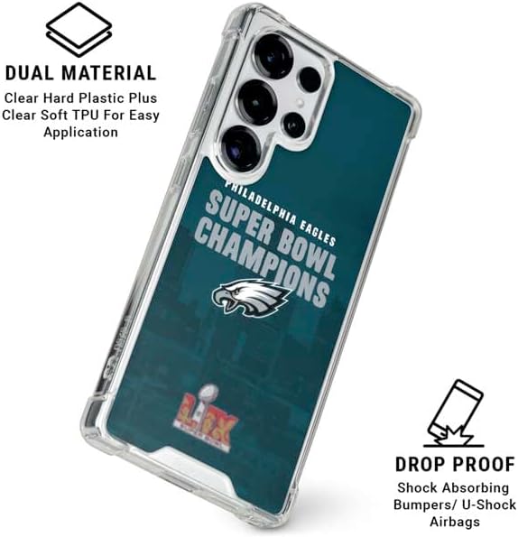 Skinit Clear Phone Case Compatible with Galaxy S25 Ultra - Officially Licensed NFL Philadelphia Eagles Super Bowl LIX Champions Design