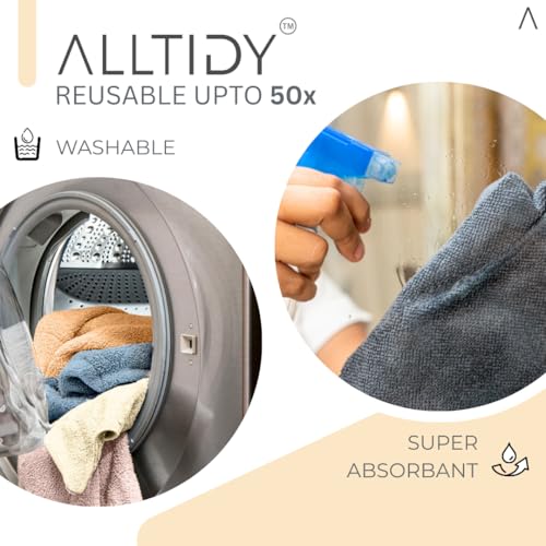Image of Microfiber Cleaning Cloth Roll | Reusable & Washable Tear-Away Towels - 30x30 cm | Absorbent & Lint-Free for Kitchen, Car, Bike, Home, Hotels, Clinics & Salons (15 Pulls, Beige)