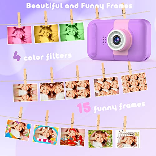 image for PURULU Kids Camera with 180° Flip-up Lens for Selfie & Video, HD Digi