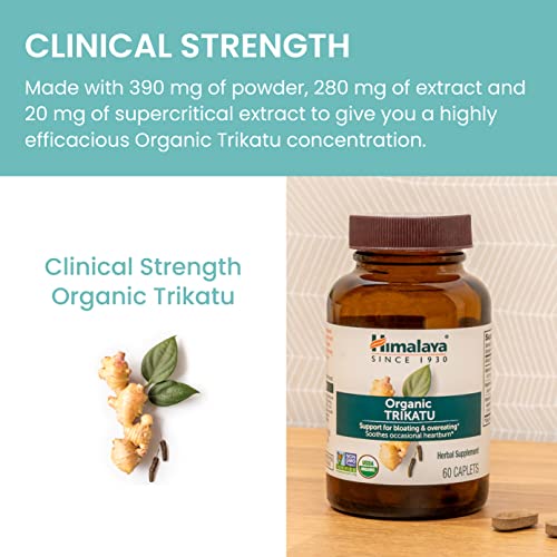 Himalaya Organic Trikatu, Digestion Supplement For Heartburn, Gas And Bloating Relief, 690 Mg, 60 Caplets, 2 Month Supply #TOP5