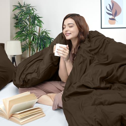 Image of Utopia Bedding Duvet Cover Full Size - 3 Piece with Zipper Closure - 1 Comforter Cover 80X90 Inches & 2 Pillow Shams 20X26 Inches (Brown) Comforter Not Included