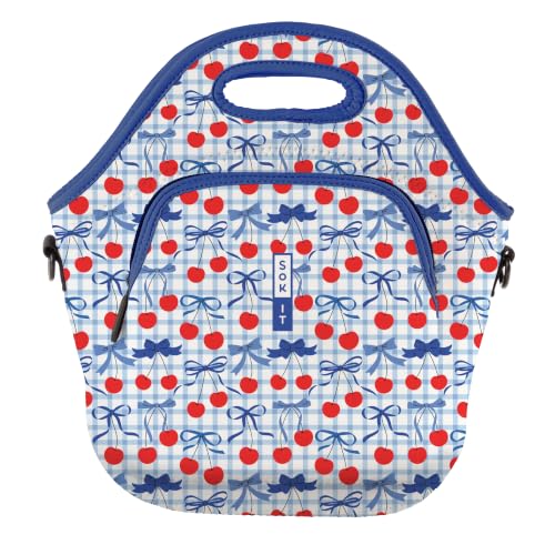 Sok It LunchTote Zippered Bag Insulated Neoprene Caddy (Cherry Picked, X-Large 6.5 Quart Lunch Tote)