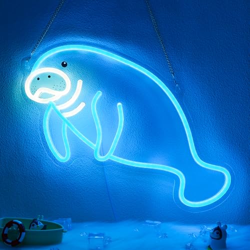 Image of CoolGift Mart Manatee Neon Sign, Dimmable Wall Decor Light. Birthday Party Decorations for Home, Patio, Garden, Bars, Restaurants, Hotels, Stores, Clubs, Gift for Friends Family and Kids