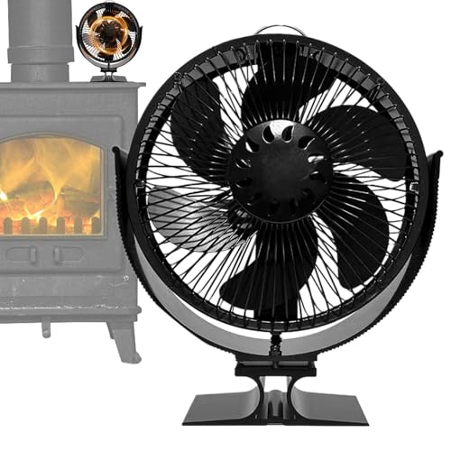 Wood Stove Fan - Heat Power Thermal Fan, Power Stove Fan | Non-Electric Fireplace Fan with Thermometer, Swivel Fan with