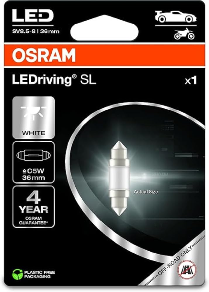 LEDriving SL, ≜ C5W (36 mm), White 6000K, Blister (1 lamp), LED Retrofit, offroad use only