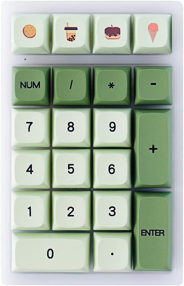 Von oben nach unten view of the BOYI TD21 Numpad with Matcha Green XDA Keycaps.
