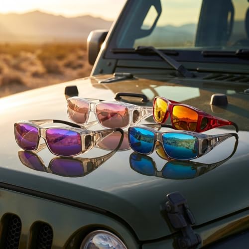 Image of SIPHEW Mirrored Sunglasses Polarized Fit Over Glasses for Men&Women | Wrap Around Sun Glasses,UV400 Protection,Lightweight & Comfortable,Driving,Outdoors