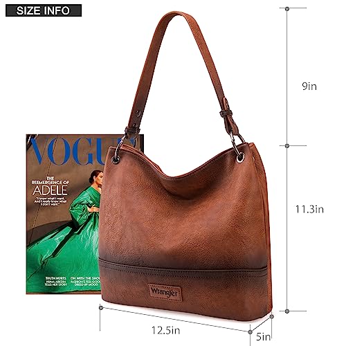 Image of Wrangler Hobo Bags for Women Vegan Leather Top Handle Shoulder Purses and Handbags