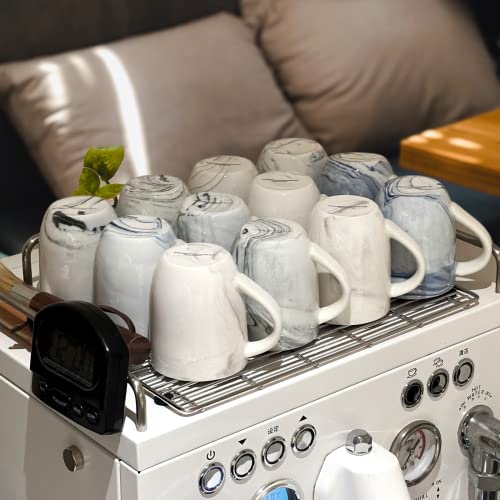 Pacifica Set Of 4 Marble Ceramic Espresso Cups - 4 Oz Modern, Gray Demitasse Cups, Dishwasher & Microwave Safe, Chip-Resistant #TOP6