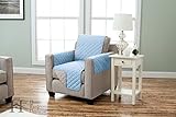 Deluxe Reversible Quilted Furniture Protector. Two Fresh Looks in One. By Home Fashion Designs Brand. (Chair, Marine Blue / Linen)