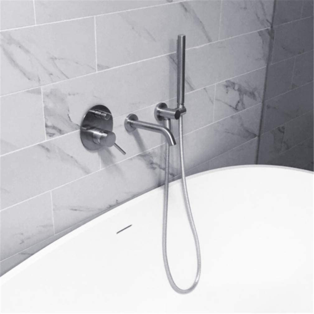 CWCQGH Bathtub Faucet Brass Bathroom Bathtub Mixer Tap Hot and Cold Bath Shower Faucets Wall Mounted Black Bathtub Shower Faucet Set Morden Style,Black,Chrome