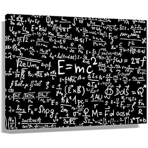 Busmko Famous Formula Physics Poster Art Education Wall Art Learning Painting Black White Canvas Prints Picture for Christmas Living Room Decoration Unframed Size 12x18inch(30x45cm) Cover
